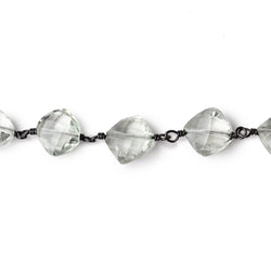 7-8mm Prasiolite Faceted Pillows on Black Gold over .925 Silver Chain (ONLINE ORDER ONLY)