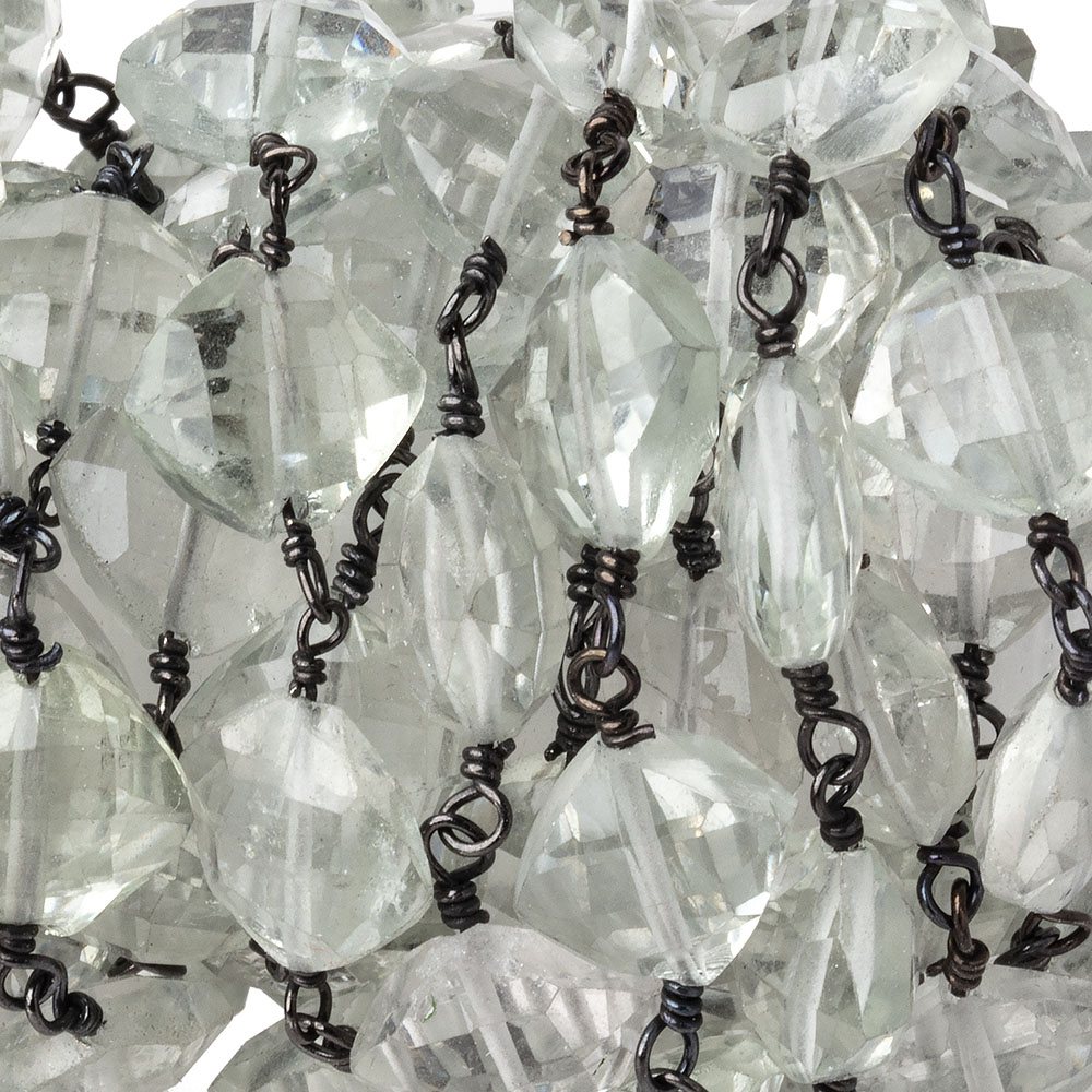 7-8mm Prasiolite Faceted Pillows on Black Gold over .925 Silver Chain (ONLINE ORDER ONLY)