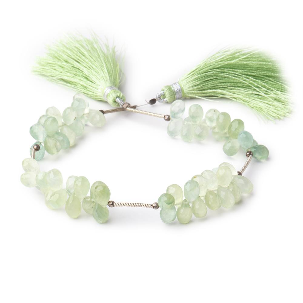 7-8mm Prehnite Tear Drop Briolette Beads 7 inch 61 pieces (ONLINE ORDER ONLY)