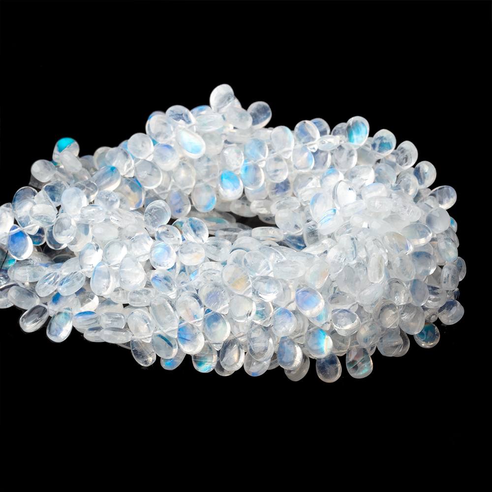 7-8mm Rainbow Moonstone Plain Pear Beads 8.5 inch 76 pieces AAA (ONLINE ORDER ONLY)