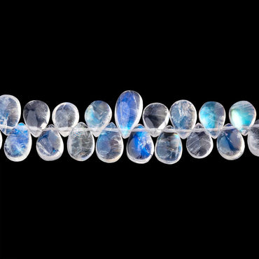 7-8mm Rainbow Moonstone Plain Pear Beads 8.5 inch 76 pieces AAA (ONLINE ORDER ONLY)