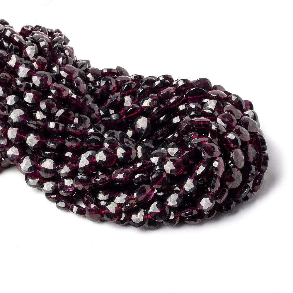 7-8mm Rhodolite Garnet Faceted Coin Beads 13 inch 45 pieces (ONLINE ORDER ONLY)