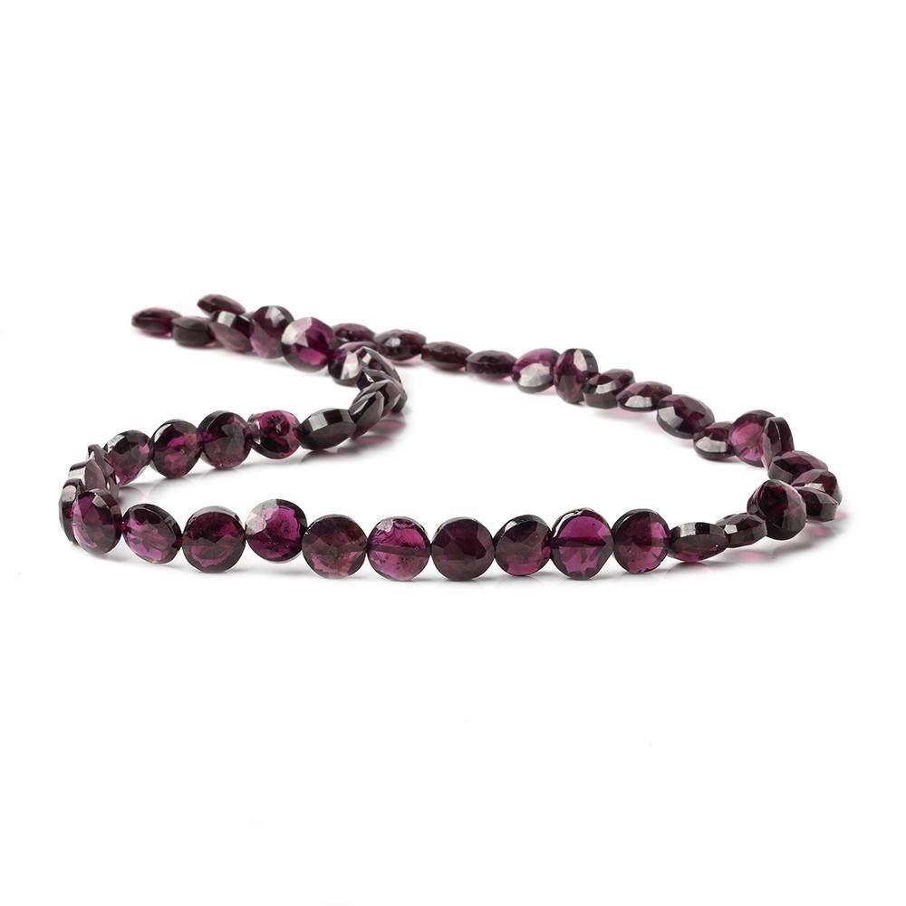 7-8mm Rhodolite Garnet Faceted Coin Beads 13 inch 45 pieces (ONLINE ORDER ONLY)