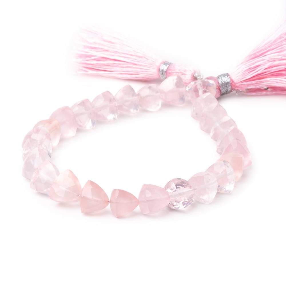 7-8mm Rose Quartz Faceted Trillion Beads 7 inch 24 pieces (ONLINE ORDER ONLY)