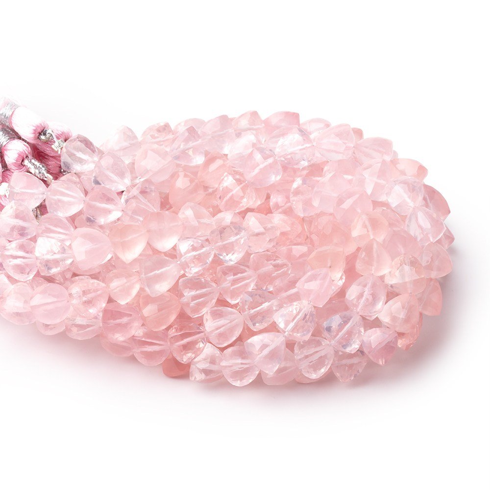 7-8mm Rose Quartz Faceted Trillion Beads 7 inch 24 pieces (ONLINE ORDER ONLY)