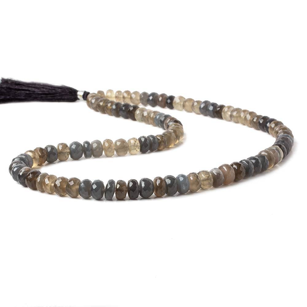 7-8mm Shaded Grey Moonstone Faceted Rondelle Beads 18 inch 92 beads (ONLINE ORDER ONLY)