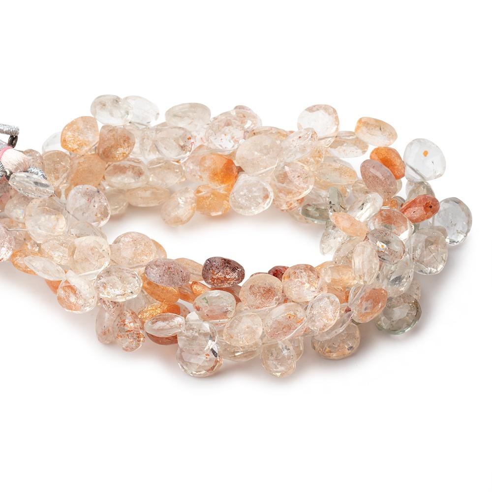 7-8mm Shaded Oregon Sunstone Faceted Heart Beads 7.5 inch 46 pieces (ONLINE ORDER ONLY)