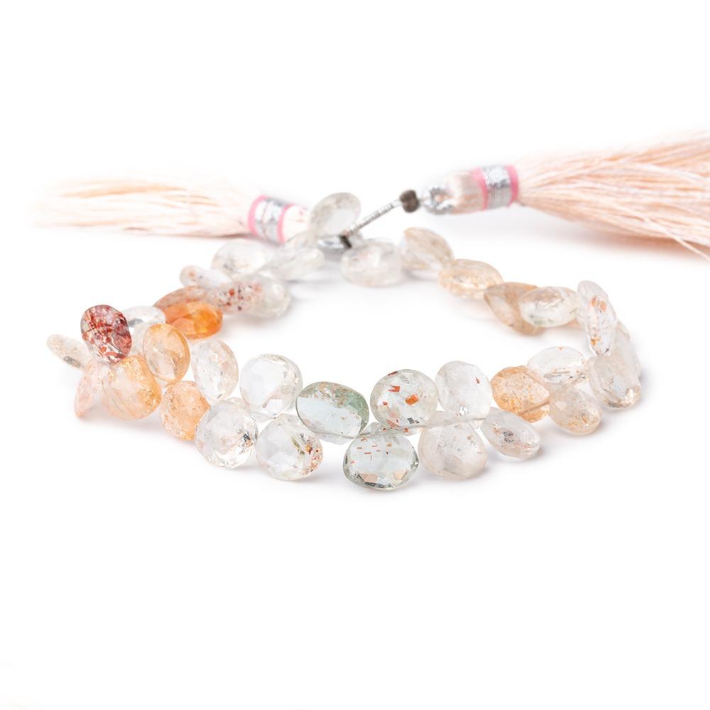 7-8mm Shaded Oregon Sunstone Faceted Heart Beads 7.5 inch 46 pieces (ONLINE ORDER ONLY)