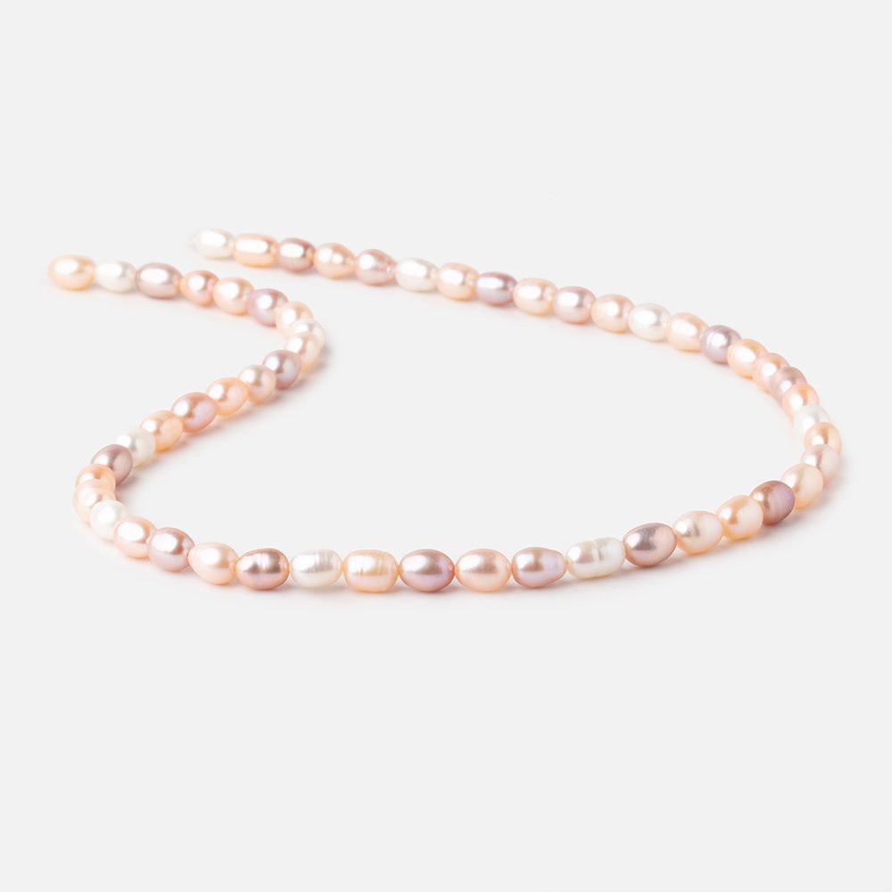 7-8mm Tri Color Straight Drilled Oval Freshwater Pearls 16 inch 55 pieces (ONLINE ORDER ONLY)