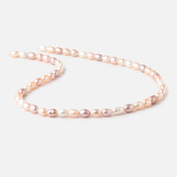 7-8mm Tri Color Straight Drilled Oval Freshwater Pearls 16 inch 55 pieces (ONLINE ORDER ONLY)