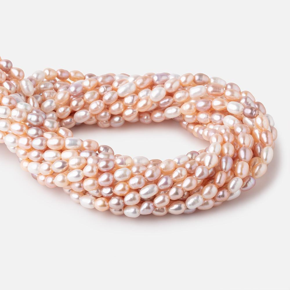 7-8mm Tri Color Straight Drilled Oval Freshwater Pearls 16 inch 55 pieces (ONLINE ORDER ONLY)