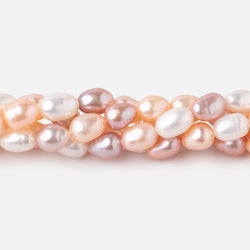 7-8mm Tri Color Straight Drilled Oval Freshwater Pearls 16 inch 55 pieces (ONLINE ORDER ONLY)