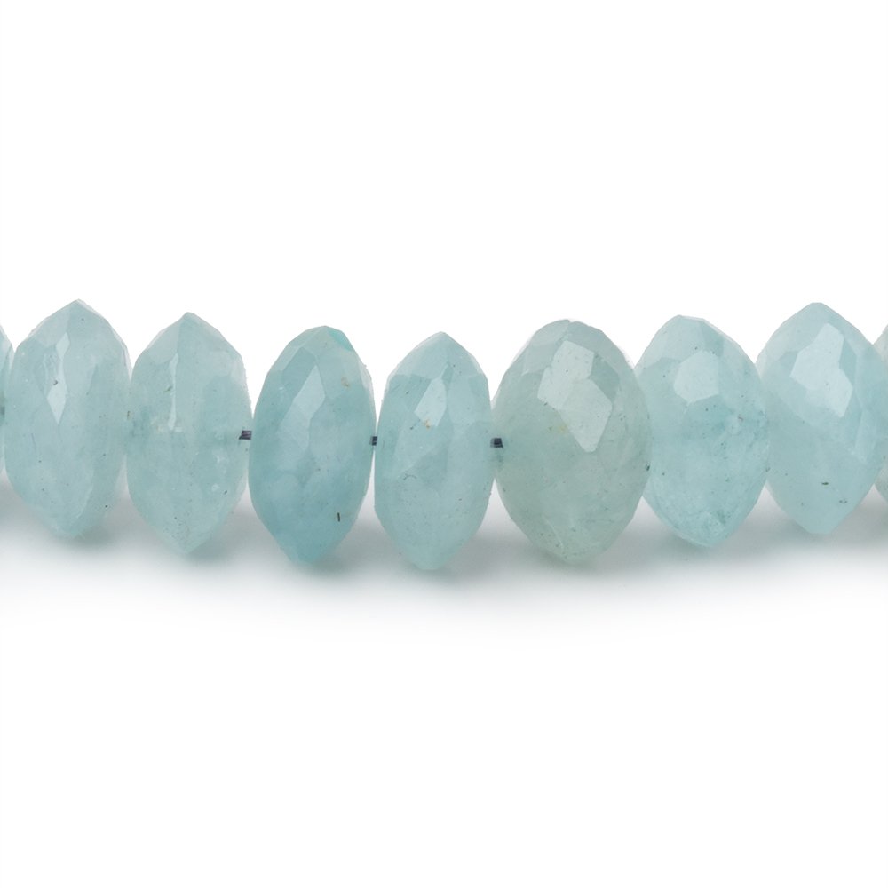 7-9.5mm Aquamarine German Faceted Rondelles 16 inch 93 Beads (ONLINE ORDER ONLY)