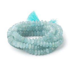 7-9.5mm Aquamarine German Faceted Rondelles 16 inch 93 Beads (ONLINE ORDER ONLY)