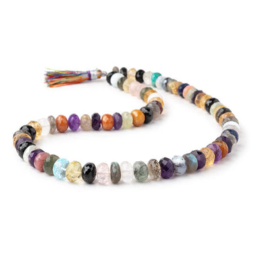 7-9.5mm Multi Gemstone Faceted Rondelle Beads 15 inch 70 pieces (ONLINE ORDER ONLY)