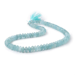 7-9mm Aquamarine German Faceted Rondelles 16 inch 83 Beads (ONLINE ORDER ONLY)