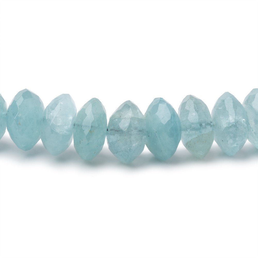 7-9mm Aquamarine German Faceted Rondelles 16 inch 83 Beads (ONLINE ORDER ONLY)