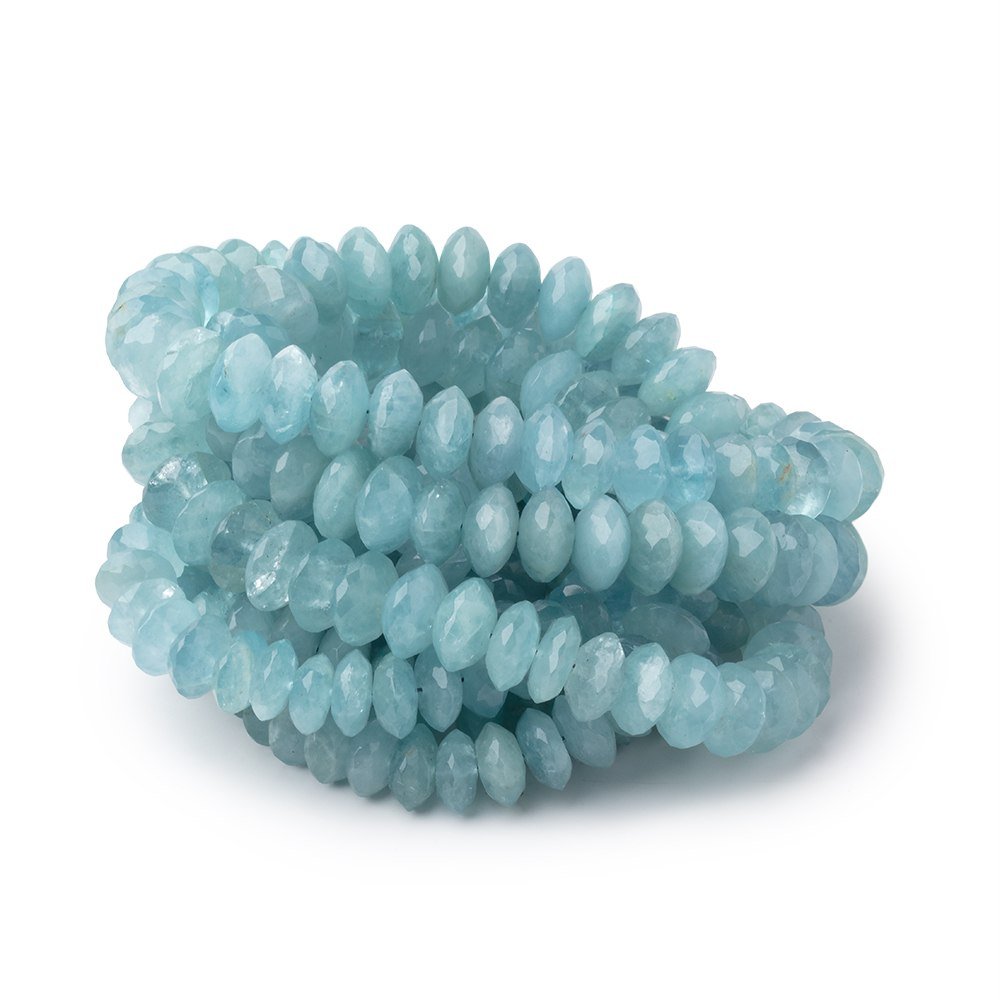 7-9mm Aquamarine German Faceted Rondelles 16 inch 83 Beads (ONLINE ORDER ONLY)