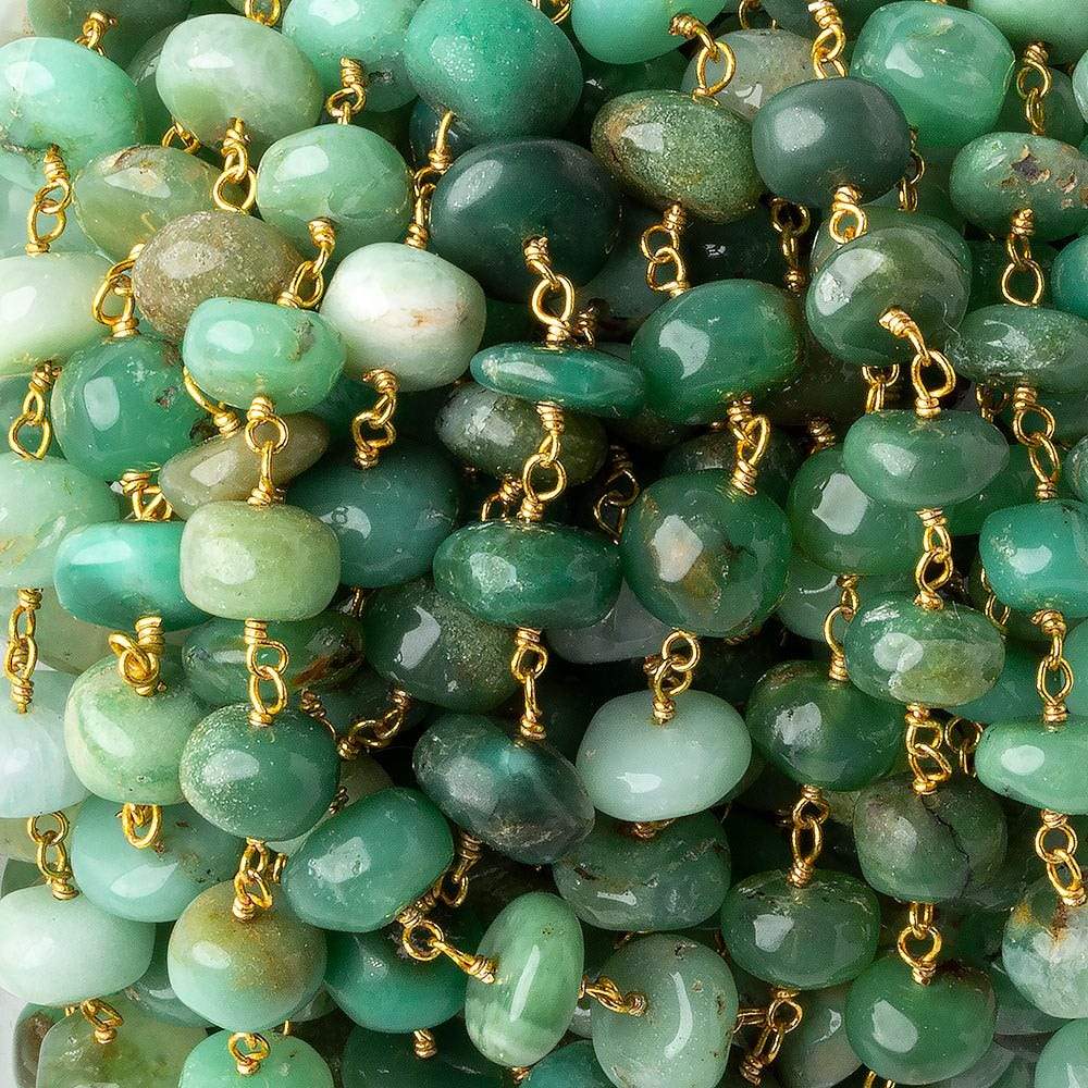 7-9mm Chrysoprase plain rondelle Gold plated chain by the foot 32 pcs (ONLINE ORDER ONLY)