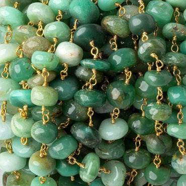 7-9mm Chrysoprase plain rondelle Gold plated chain by the foot 32 pcs (ONLINE ORDER ONLY)