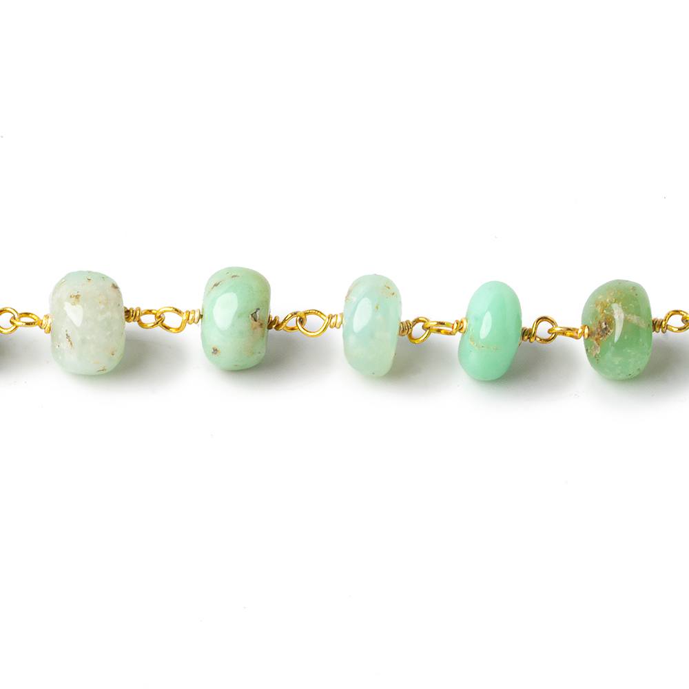 7-9mm Chrysoprase plain rondelle Gold plated chain by the foot 32 pcs (ONLINE ORDER ONLY)