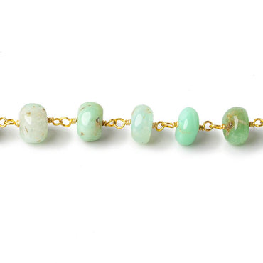 7-9mm Chrysoprase plain rondelle Gold plated chain by the foot 32 pcs (ONLINE ORDER ONLY)