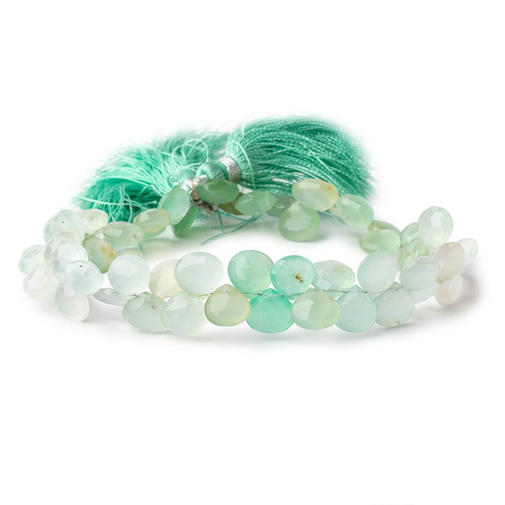 7-9mm Chrysoprase Shaded Faceted Heart Beads 8 inch 52 pieces (ONLINE ORDER ONLY)
