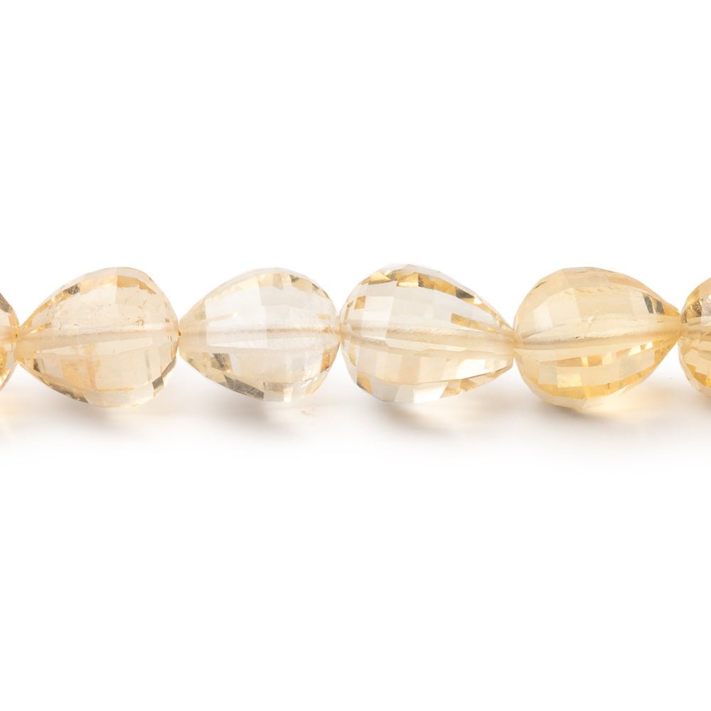 7-9mm Citrine Checkerboard Faceted Tear Drop 16 inch 48 Beads (ONLINE ORDER ONLY)