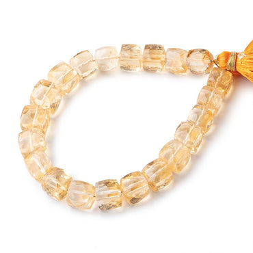 7-9mm Citrine Faceted Cube Beads 7 inch 21 pieces (ONLINE ORDER ONLY)