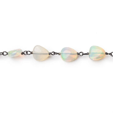 7-9mm Ethiopian Opal Plain Nuggets on Black Gold over .925 Silver Chain (ONLINE ORDER ONLY)