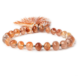 7-9mm Ferrous Caramel Rutilated Quartz faceted rondelles 8 inch 25 beads AA (ONLINE ORDER ONLY)