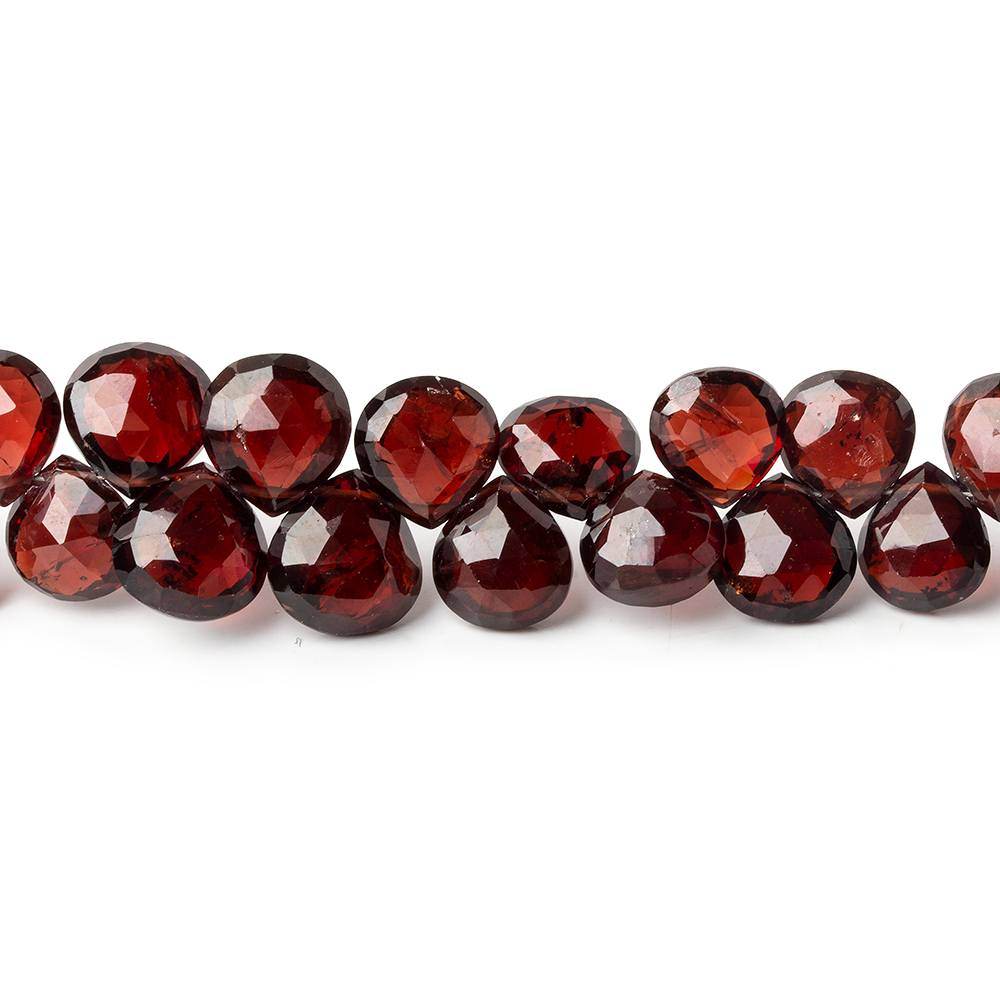 7-9mm Garnet Faceted Heart Beads 9 inch 57 pieces (ONLINE ORDER ONLY)