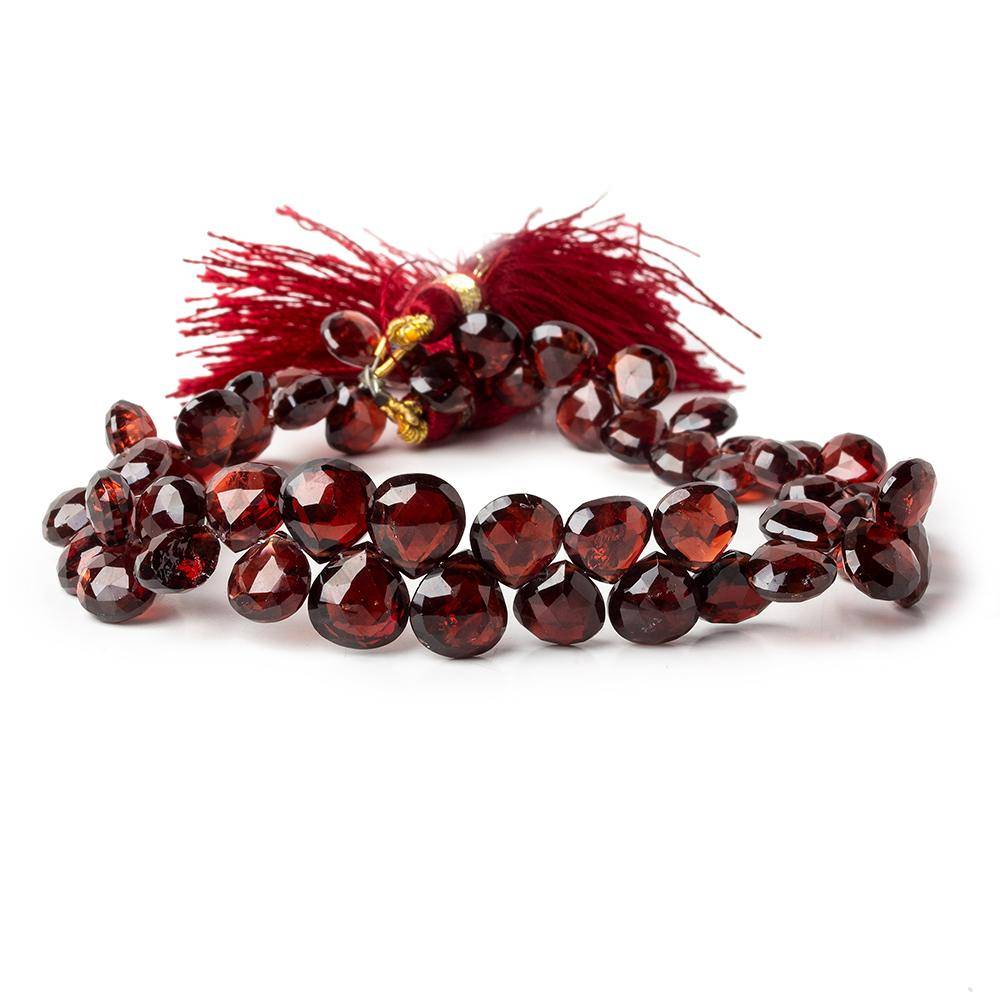 7-9mm Garnet Faceted Heart Beads 9 inch 57 pieces (ONLINE ORDER ONLY)