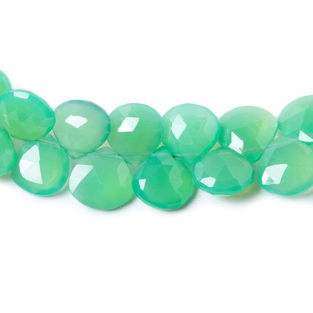 7mm Green Chalcedony Faceted Heart Beads 8 inch 50 pieces (ONLINE ORDER ONLY)