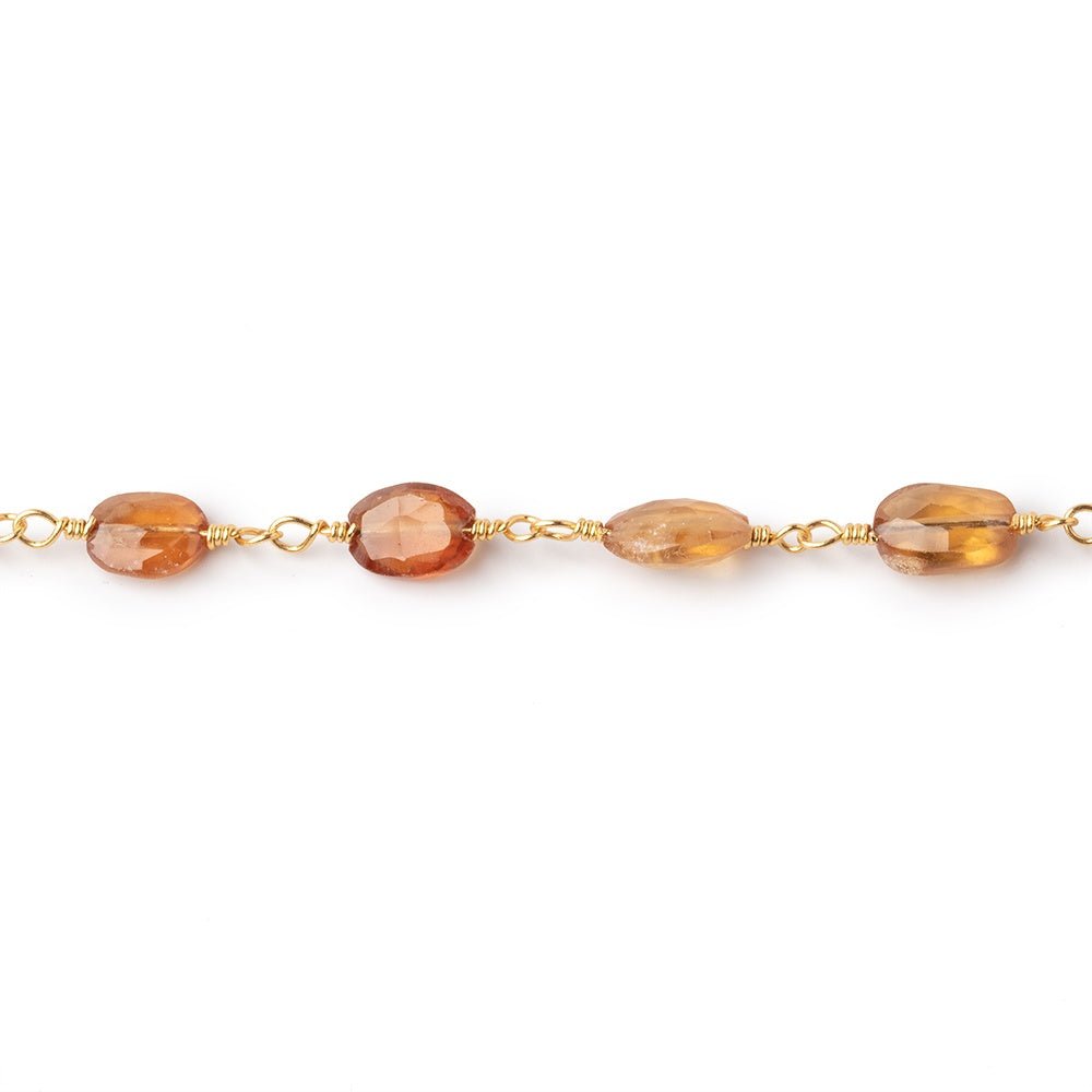 7-9mm Hessonite Garnet Faceted Ovals on Gold Plated Chain (ONLINE ORDER ONLY)