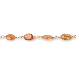 7-9mm Hessonite Garnet Faceted Ovals on Gold Plated Chain (ONLINE ORDER ONLY)