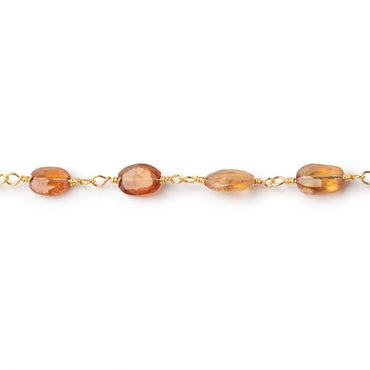 7-9mm Hessonite Garnet Faceted Ovals on Gold Plated Chain (ONLINE ORDER ONLY)