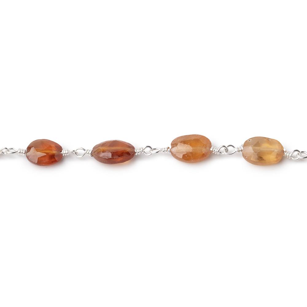 7-9mm Hessonite Garnet Faceted Ovals on Silver Plated Chain (ONLINE ORDER ONLY)