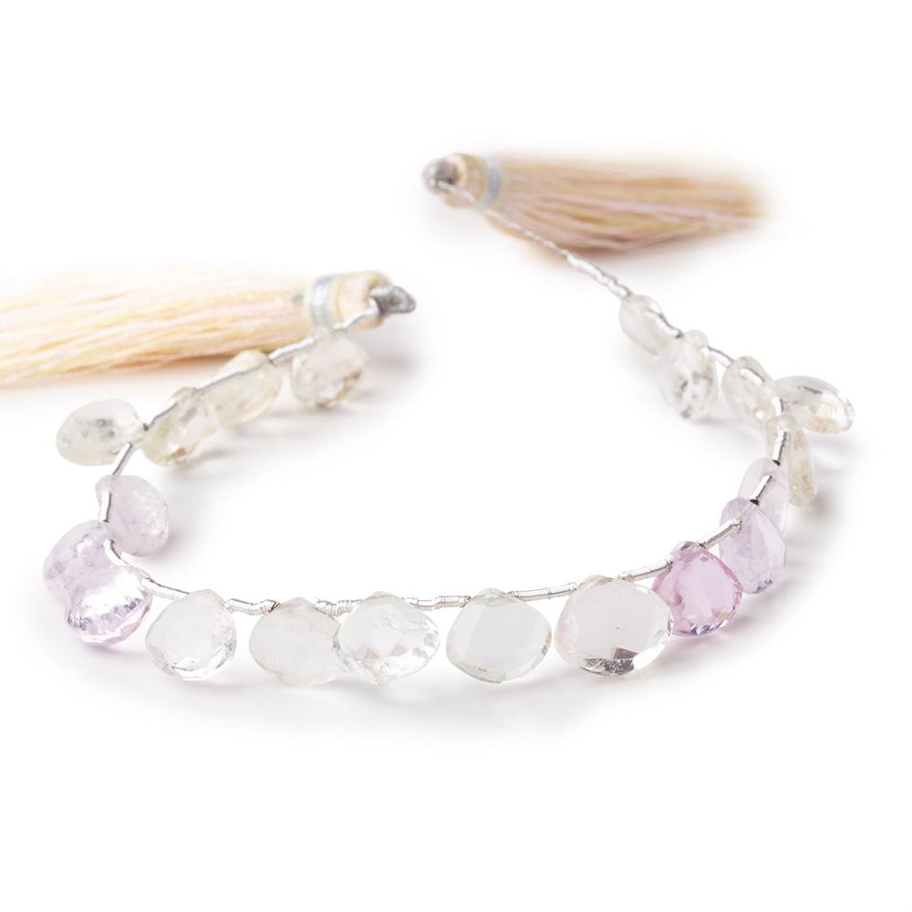 7-9mm Kunzite and Hiddenite Faceted Heart Beads 7.5 inch 17 pieces (ONLINE ORDER ONLY)