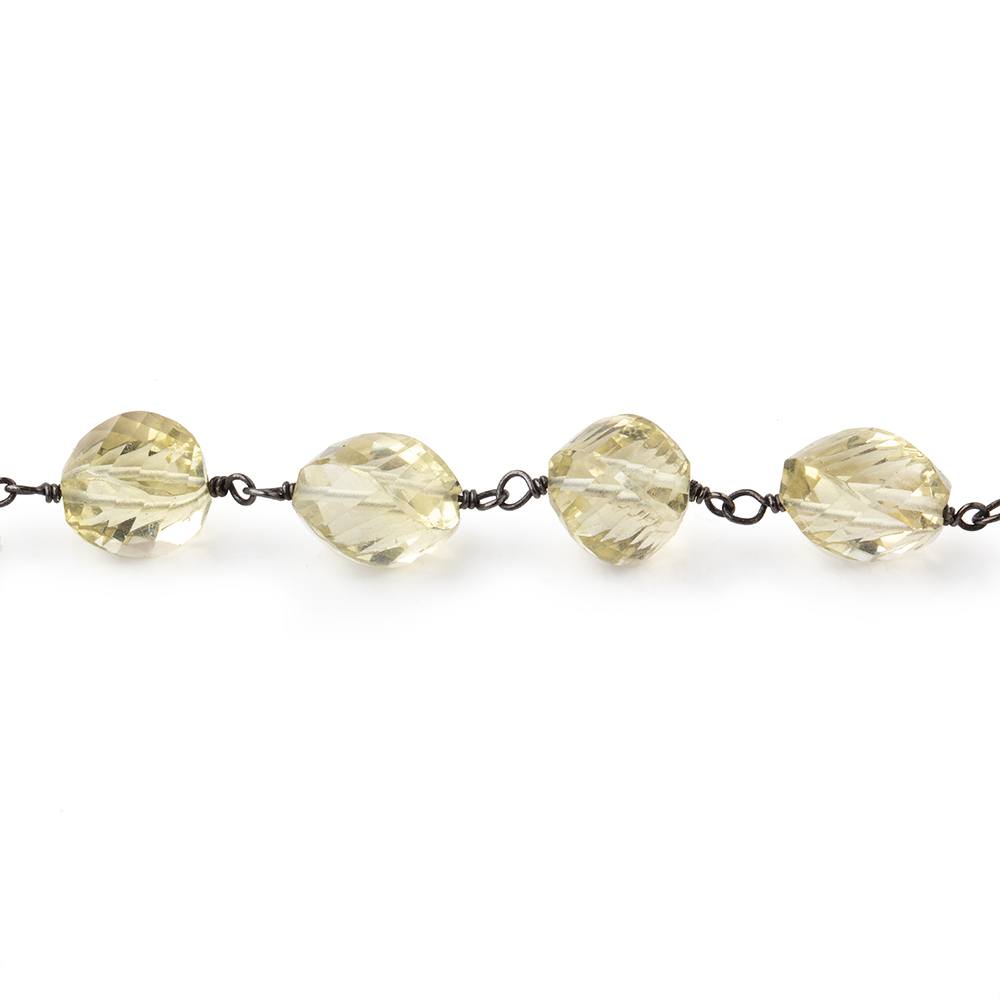 7-9mm Lemon Quartz Faceted Twist Beads on Black Gold over .925 Silver Chain (ONLINE ORDER ONLY)
