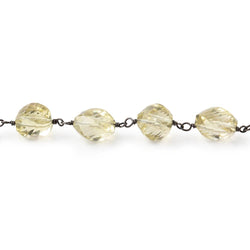 7-9mm Lemon Quartz Faceted Twist Beads on Black Gold over .925 Silver Chain (ONLINE ORDER ONLY)