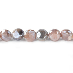 7-9mm Mystic Multi color Moonstone faceted coins 14 inch 36 beads (ONLINE ORDER ONLY)