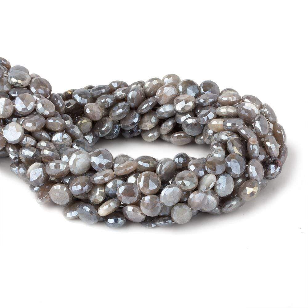 7-9mm Mystic Platinum Moonstone faceted coins 14 inch 42 beads (ONLINE ORDER ONLY)