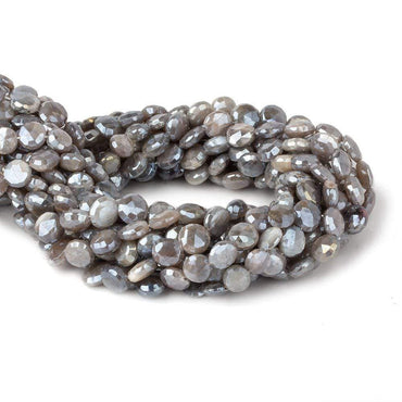 7-9mm Mystic Platinum Moonstone faceted coins 14 inch 42 beads (ONLINE ORDER ONLY)