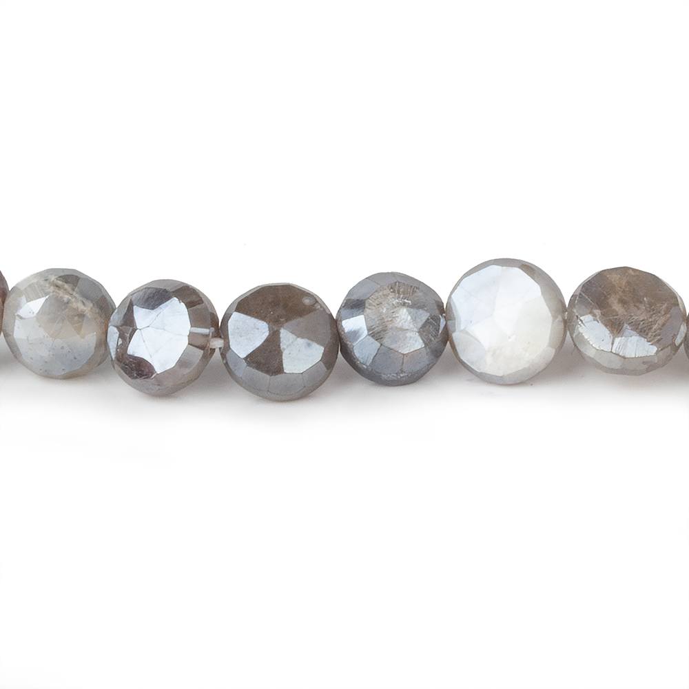 7-9mm Mystic Platinum Moonstone faceted coins 14 inch 42 beads (ONLINE ORDER ONLY)