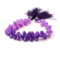 7-9mm Ombré Purple Chalcedony Faceted Tear Drop Beads 8 inch 82 pieces (ONLINE ORDER ONLY)