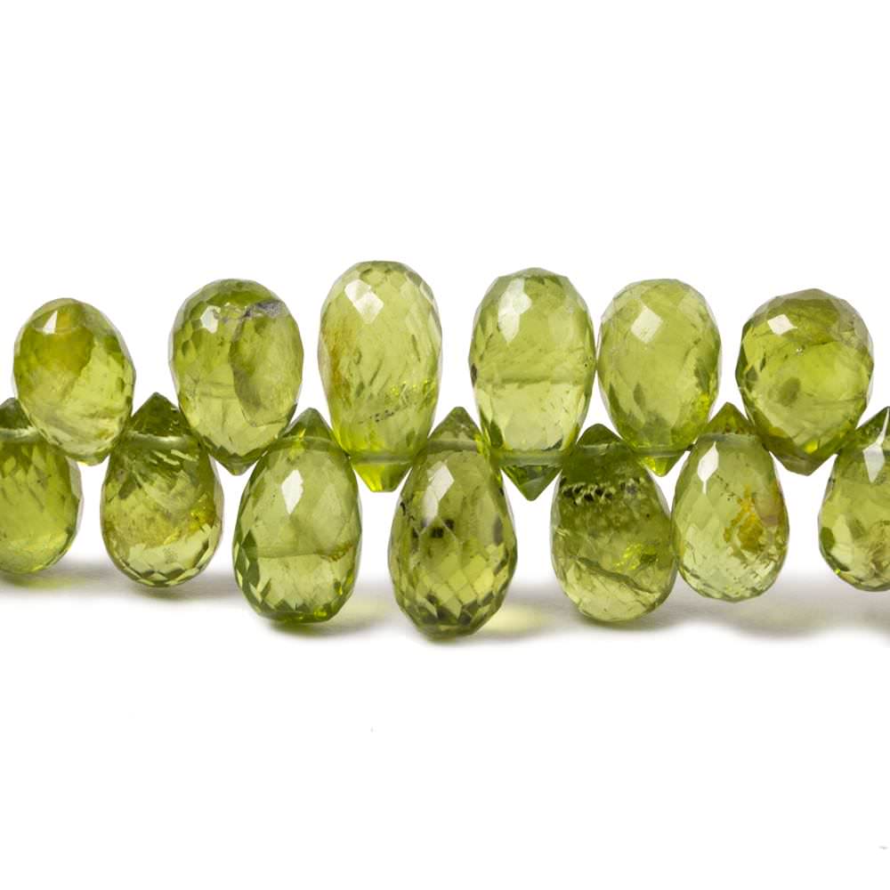 7-9mm Peridot Tear Drop Briolette 8 inch 68 pieces (ONLINE ORDER ONLY)