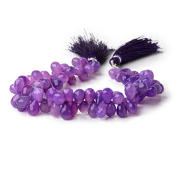 7-9mm Shaded Purple Chalcedony Faceted Tear Drop Beads 8 inch 80 pieces (ONLINE ORDER ONLY)