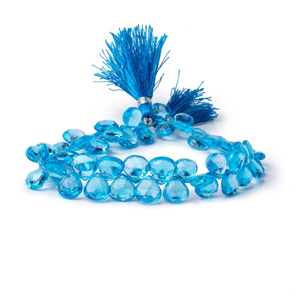 7-9mm Swiss Blue Topaz Faceted Heart Beads 8.5 inch 54 pieces AAA (ONLINE ORDER ONLY)