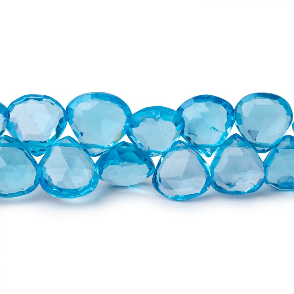 7-9mm Swiss Blue Topaz Faceted Heart Beads 8.5 inch 54 pieces AAA (ONLINE ORDER ONLY)